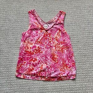 Nic & Zoe Pink Watercolor Petals V Neck Sleeveless blouse, Size S